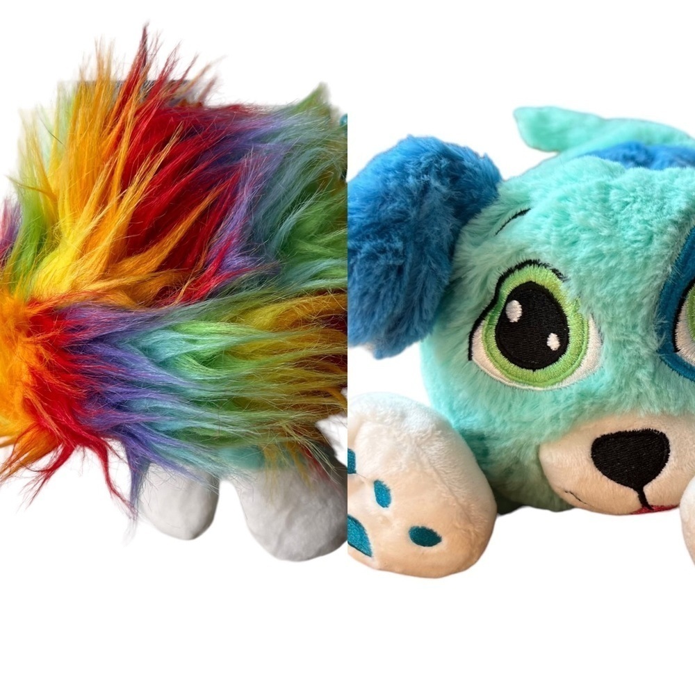 Jay At Play‎ Rainbow Fluffies 12in Blue Puppy Dog Plush Rainbow Inside 2019